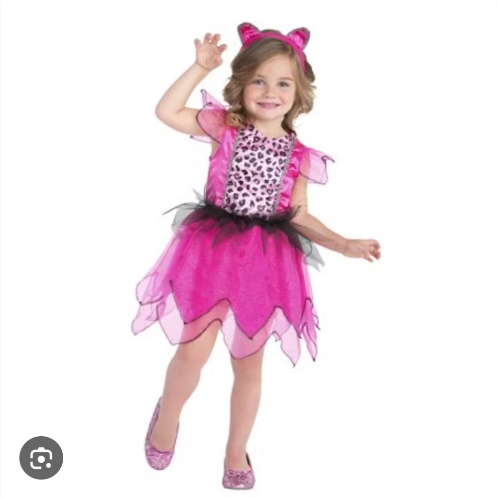Girls Glitter 3 Piece Cat Costume - Size 3-4T New